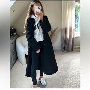 Majora Black Wool Blend Button Down Elegant Coat
